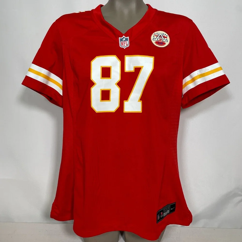 Travis Kelce #87 Kansas City Chiefs NFL Nike Red Game Jersey Women's XL